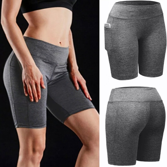 Biker Shorts with Pockets ~ Gray - Picture 1 of 10